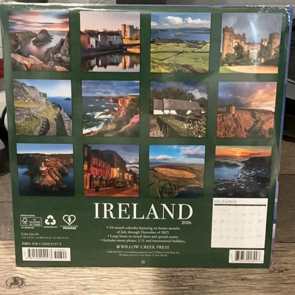 New 3 pack Willow Creek 2026 Calendars Monet Greece Ireland